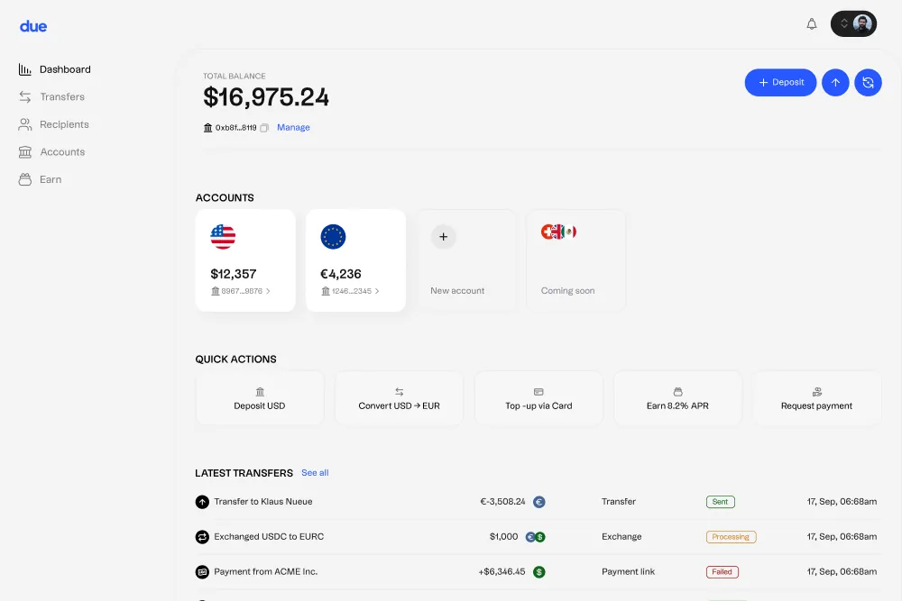 Due finance dashboard