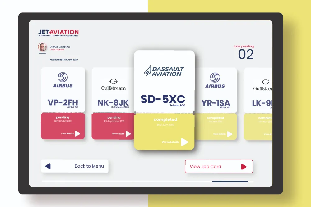 Jet Aviation fleet interface