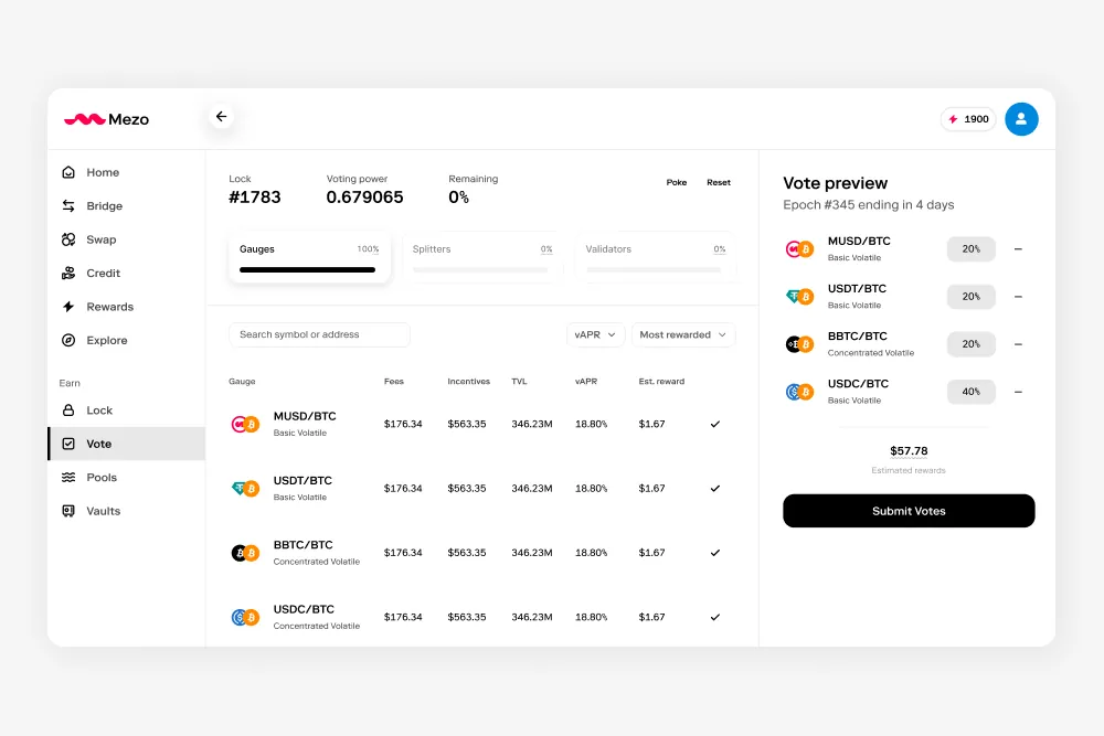 Mezo gauge voting interface