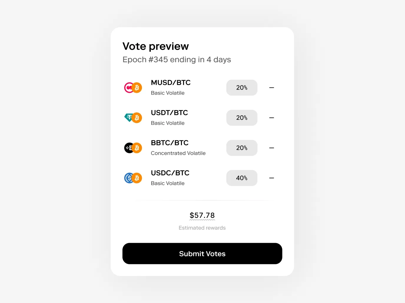 Mezo Earn interface detail